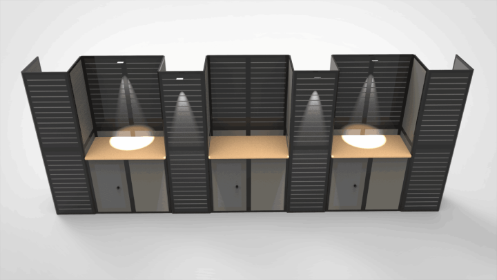Exhibit booth with modular wall system Concord